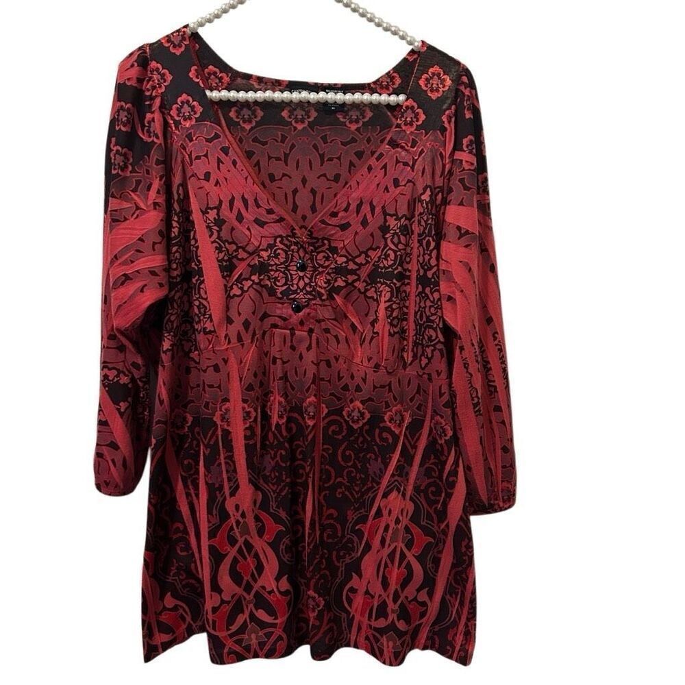 Canyon River Blues Women's 2X dark Red babydoll Tunic whimsigoth grunge witchy